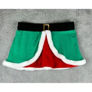 Christmas Skirt Santa‎ Mrs Claus Fleece Faux Fur Women Sz XL ugly sweater party